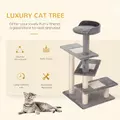 PawHut 100 cm Cat Tree for Indoor Cats Kitten Scratch Scratching Post Climbing Tower Activity Centre Grey - 6