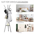 HOMCOM Freestanding Metal Coat Rack Stand 9 Hooks Clothes Tree with 1 Shelf Hat Display Hall Tree Hanger Bag Umbrella Hanging Organiser Black - 6