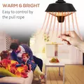 Outsunny 2100W Outdoor Ceiling Mounted Halogen Electric Heater Hanging Patio Garden Warmer Light - Black - 4
