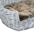 PawHut Wicker Pet Bed Willow Dog Cat Sofa Couch Puppy Basket with Cushion Grey 57L x 46W x 17.5H cm - 8