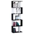 HOMCOM Bookcase, S-Shaped Wooden Bookshelf, 5/6 Tiers Freestanding Storage Shelf, Home Office Decorative Display Stand Rack, Black and White, 24D x 60W x 184.5H - 1
