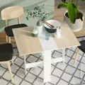HOMCOM Folding Dining Table, Space-Saving Drop Leaf Kitchen Table for 4-6 People, Multi-functional Desk for Small Space, Flat & Studio, Modern Breakfast Table, Oak & White - 2