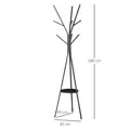 HOMCOM Freestanding Metal Coat Rack Stand 9 Hooks Clothes Tree with 1 Shelf Hat Display Hall Tree Hanger Bag Umbrella Hanging Organiser Black - 3