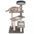 PawHut 100 cm Cat Tree for Indoor Cats Kitten Scratch Scratching Post Climbing Tower Activity Centre Grey - 1