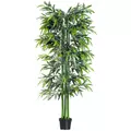 Outsunny 6ft Artificial Bamboo Tree Plant Greenery in A Pot for Home Office Planter 1.8M - 1