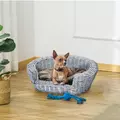 PawHut Wicker Pet Bed Willow Dog Cat Sofa Couch Puppy Basket with Cushion Grey 57L x 46W x 17.5H cm - 2
