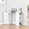 HOMCOM Computer Desk, Home Office Desk, Writing Table, PC Workstation with 3 Storage Shelves and 3 Drawers for Working, Study, 120 x 49 x 72 cm, White - 2