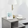 HOMCOM Side Table, 3 Tier End Table with Open Storage Shelves for Living Room, Bedroom, Cement Colour - 9