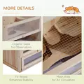 PawHut Wooden Hamster Cage Mouse Mice Rodent Small Animals Hutch Exercise Play House 60 x 35 x 42cm, Natural Wood Finish - 6