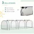 Outsunny Mini Greenhouse, Small Polytunnel Green House with Zipped Doors, Steel Frame for Garden Patio, 300 x 100 x 80cm, Clear - 4