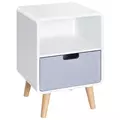 HOMCOM Wooden Bedside Table End Nightstand With Drawer Wood Lamp Desk Storage Unit Bedroom Scandinavian Nordic Style - 1