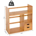 HOMCOM Desk Organiser Compartments Desktop Bookshelf Stationery Storage Shelf Document File Holder with 2 Drawers 2-way Reversed Use Bamboo - 3