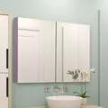 kleankin Double Door Bathroom Mirror Cabinet, Wall Mounted Bathroom Storage Cabinet, Soft Closing, 63L x 60Hcm - 2