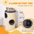 PawHut 70cm Height Cat Post Tree Scratching Barrel Sisal Activity Center Condo Kitten Bed Scratcher Climbing Climber Play House for Indoor Cats - 4