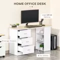 HOMCOM Computer Desk, Home Office Desk, Writing Table, PC Workstation with 3 Storage Shelves and 3 Drawers for Working, Study, 120 x 49 x 72 cm, White - 4