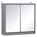 HOMCOM Wall Mounted Mirror Cabinet with Storage Shelf Bathroom Cupboard Double Door Grey - 1
