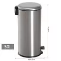 HOMCOM Foot Pedal Bin Stainless Steel Metal Waste Rubbish Lid Kitchen Garbage 30L Silver - 3