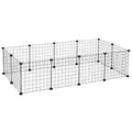 PawHut DIY Pet Playpen Metal Wire Fence 12 Panel Enclosure Indoor Outdoor Guinea Pig Bunny Small Animals Cage Black - 1