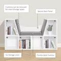 HOMCOM Bookcase Storage Shelf with Cushioned Reading Seat, Cube Bookshelf Organizer for Bedroom Living Room, White - 4