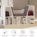 HOMCOM Bookcase Storage Shelf with Cushioned Reading Seat, Cube Bookshelf Organizer for Bedroom Living Room, White - 6