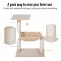 PawHut Cat Scratch Post with Bed Cat Tree for Indoor Cats Sisal Scratching Posts Hammock Kitty Activity Centre Beige - 4