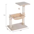 PawHut Cat Scratch Post with Bed Cat Tree for Indoor Cats Sisal Scratching Posts Hammock Kitty Activity Centre Beige - 3