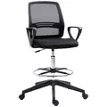 Vinsetto Drafting Chair, Ergonomic Tall Office Chair with Mesh Back, Lumbar Support, Adjustable Height and Foot Ring, Swivel Wheels, for Standing Desk, Black - 1