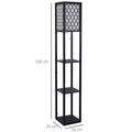 HOMCOM Shelf Floor Lamp Standing Lamp W/4-tier Wooden Open Shelves,26L x 26W x 160Hcm-Black/White - 3