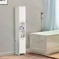 HOMCOM Tall Bathroom Storage Cabinet with Three-position Adjustable Shelves For Neutral Style, Hallway White - 9