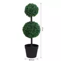 Outsunny Set of 2 Artificial Boxwood Ball Topiary Trees Potted Decorative Plant Indoor Décor (67cm) - 3