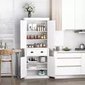 HOMCOM Freestanding Kitchen Cupboard, 184cm Tall Storage Cabinet with Doors and Shelves, Traditional Colonial 4-Door Kitchen Pantry Cupboard with Drawer, White - 8