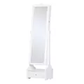 HOMCOM Jewellery Cabinet with led, mirroir Cabinet Armoire Floor Standing Flip-over Makeup Shelf Organizer with lock white - 2