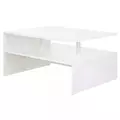HOMCOM Coffee Table with Storage, 2-Tier Centre Table, Modern Living Room Table with Open Shelf and Aluminium Poles, White - 1