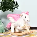 HOMCOM Kids Rocking Horse Toy, Plush Unicorn Rocker Seat with Wood Base and Music, for 1.5-3 Years - 2