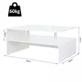 HOMCOM Coffee Table with Storage, 2-Tier Centre Table, Modern Living Room Table with Open Shelf and Aluminium Poles, White - 3