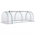 Outsunny Mini Greenhouse, Small Polytunnel Green House with Zipped Doors, Steel Frame for Garden Patio, 250 x 100 x 80cm, Clear - 1