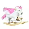 HOMCOM Kids Rocking Horse Toy, Plush Unicorn Rocker Seat with Wood Base and Music, for 1.5-3 Years - 1