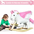 HOMCOM Kids Rocking Horse Toy, Plush Unicorn Rocker Seat with Wood Base and Music, for 1.5-3 Years - 5