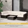 Outsunny Replacement Cushion Covers for Garden Sofa Set, Garden Rattan Sofa Cushion Polyester Cover Replacement Outdoor - No Cushion Included, Cream - 6