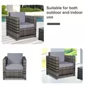 Outsunny Rattan Garden Armchair 10cm Cushion Outdoor Single Chair with Steel Frame, Grey - 4