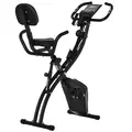 HOMCOM 2-in-1 Folding Exercise Bike with 8-Level Magnetic Resistance, Arm Resistance Band, Pulse Sensor, Black - 1