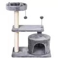 PawHut Cat Tree for Indoor Cats with Scratching Post Climbing Tower Kitty Activity Centre Condo Perch Jumping Platforms Grey 60L x 40W x 81H cm - 8