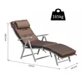 Outsunny Sun Lounger Steel Frame Outdoor Folding Chaise Texteline Lounge Chair Recliner with Headrest & 7 Levels Adjustable Backrest, Brown - 3