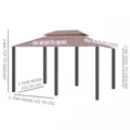 Outsunny 4m x 3(m)Garden Gazebo, Double Roof Outdoor Gazebo Canopy Shelter with Curtains, Solid Steel Frame for Patio, Garden, Brown - 3