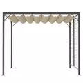 Outsunny 3 x 2.8m Metal Pergola, with Retractable Fabric Roof - Beige - 7