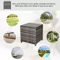 Outsunny Square PE Rattan Garden Table, with Glass Table Top - Grey - 6