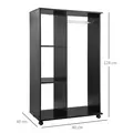 HOMCOM Open Wardrobe on Wheels, Bedroom Wardrobe with Clothes Hanging Rail, 3 Storage Shelves, Mobile Garment Rack for Cloakroom, Hallway, Black - 3