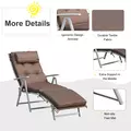 Outsunny Sun Lounger Steel Frame Outdoor Folding Chaise Texteline Lounge Chair Recliner with Headrest & 7 Levels Adjustable Backrest, Brown - 4
