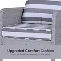Outsunny 5 Pieces PE Rattan Garden Furniture Set with 10cm Thick Padded Cushions, Wicker Weave Outdoor Seating Chairs with 2 Armchairs, 2 Stools, Glass Top Table, Grey and White - 5