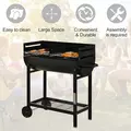 Outsunny Steel 2-Grill Charcoal BBQ w/ Wheels Black - 5